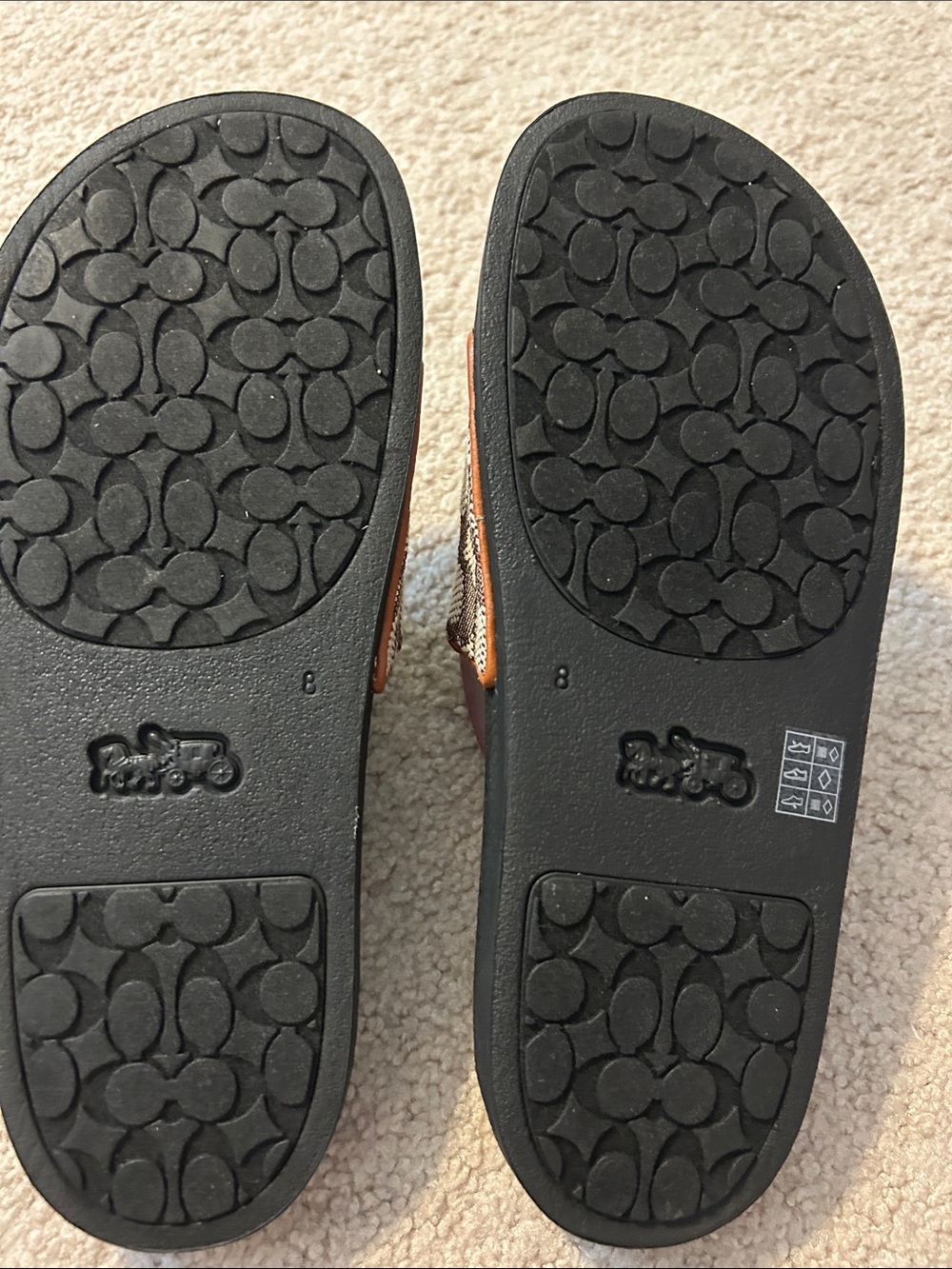 Coach Brown Signature Mickey Slide Sandals with Black Footbed - Picture 3 of 3